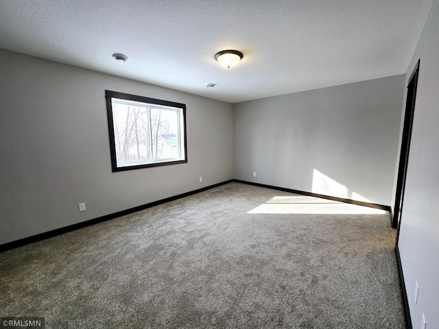 empty room featuring baseboards, a textured ceiling, and carpet