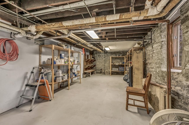 view of unfinished basement