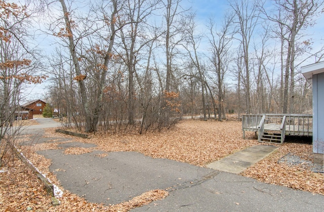 view of yard featuring a wooden deck