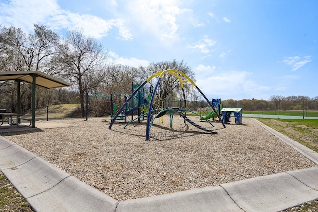 view of community jungle gym