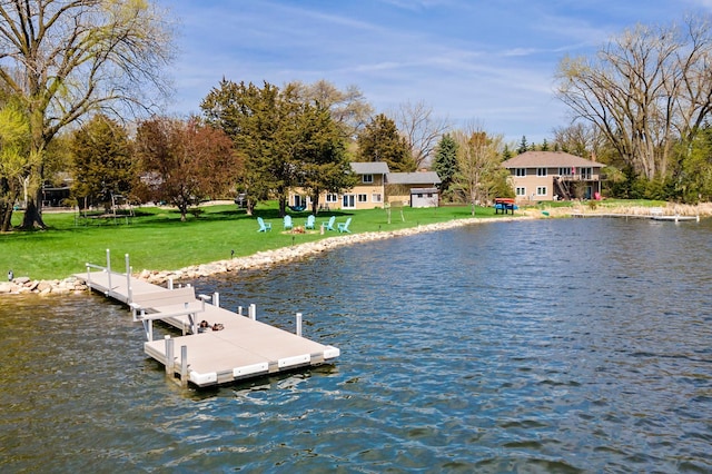 12329 Timber Ln, Maple Grove, MN 55369 - dock area with a water view and a lawn