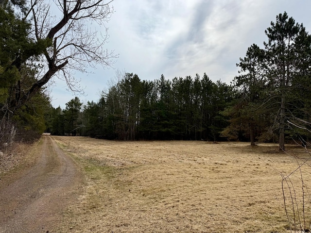 view of landscape featuring a wooded view