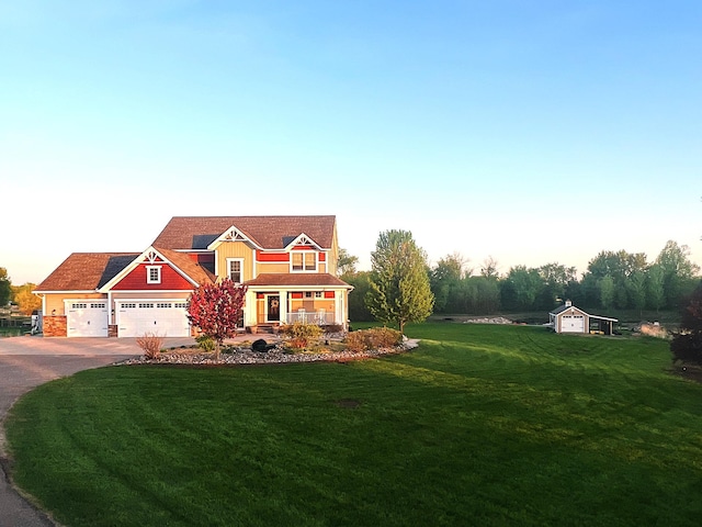 11460 Eagle Creek Ln, Rogers, MN 55374 - view of front of home with concrete driveway, a yard, a porch, and a garage