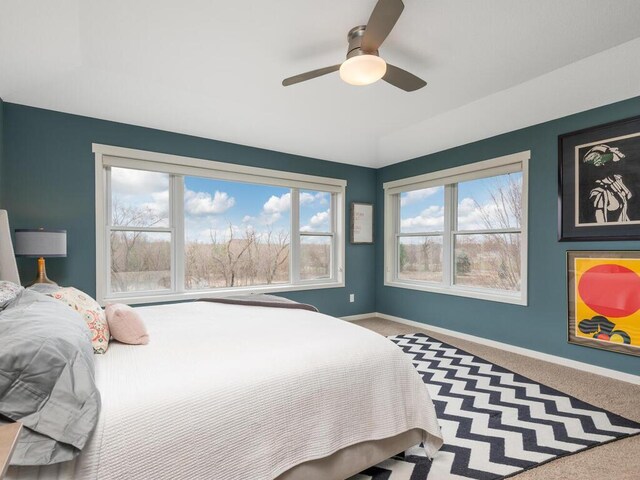 11460 Eagle Creek Ln, Rogers, MN 55374 - carpeted bedroom featuring baseboards and ceiling fan