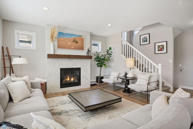 17917 Hayes Ave, Lakeville, MN 55044 - living area featuring stairway, a wealth of natural light, and wood finished floors