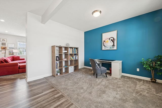 12985 Legacy Creek Pkwy NE, Blaine, MN 55449 - office space with baseboards, a textured ceiling, and wood finished floors