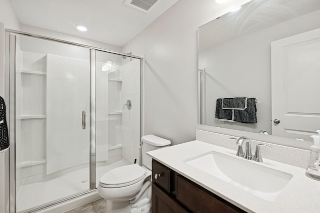 12985 Legacy Creek Pkwy NE, Blaine, MN 55449 - full bath with a stall shower, toilet, vanity, and recessed lighting
