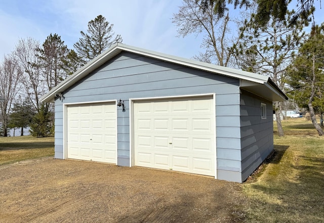 view of detached garage