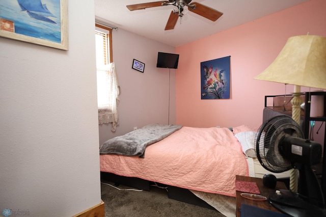 carpeted bedroom with a ceiling fan