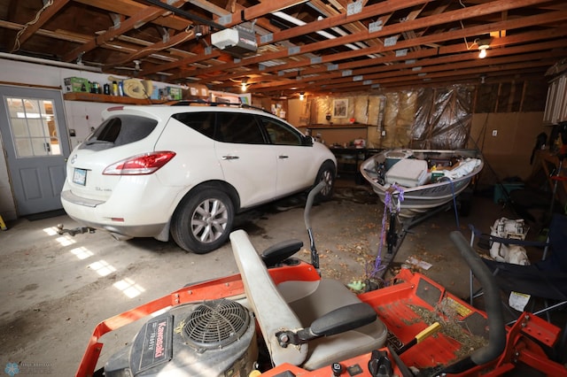 garage with a garage door opener
