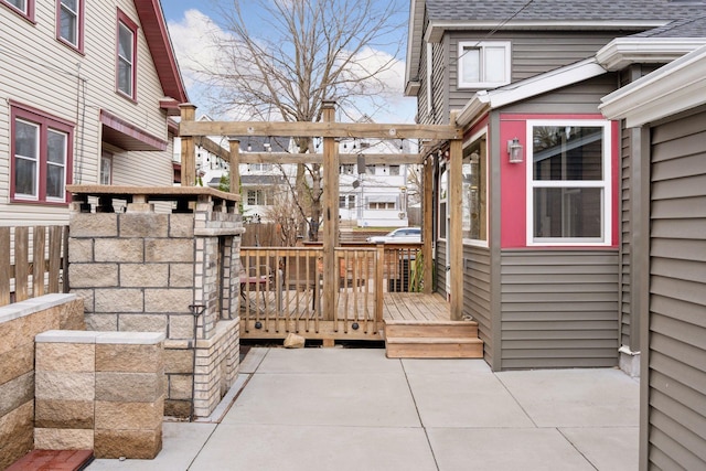 view of patio featuring a wooden deck