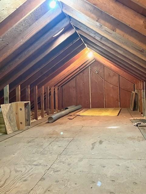 view of unfinished attic