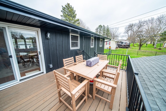 1474 Aldrich Ct, Faribault, MN 55021 - wooden terrace with a yard and outdoor dining space
