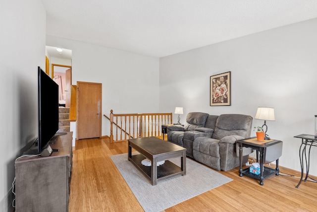 living room featuring light wood-style floors