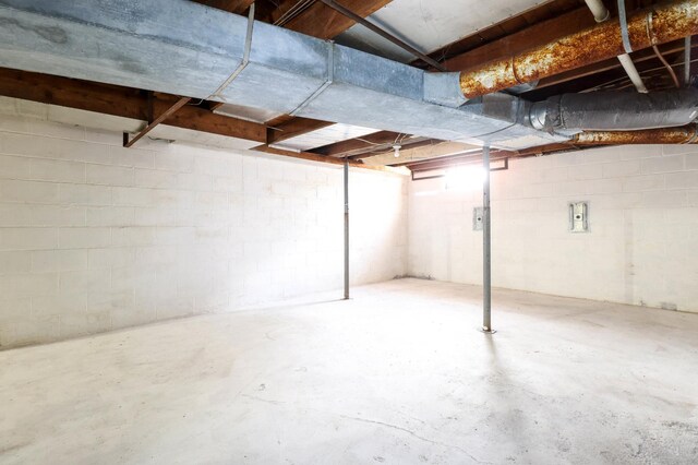 view of unfinished basement