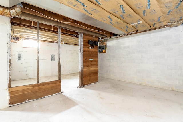 view of unfinished basement