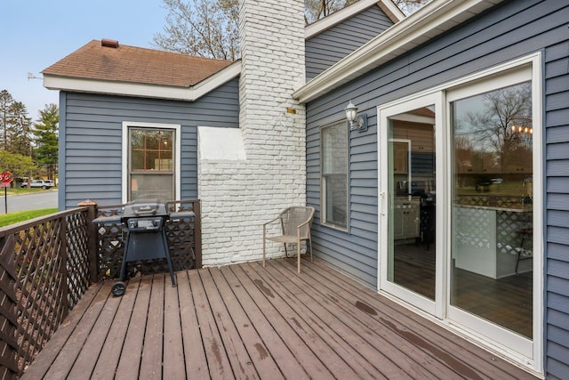 deck with a grill