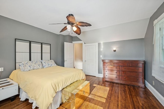 742 Laurel Ave, Saint Paul, MN 55104 - bedroom featuring wood finished floors, vaulted ceiling, and ceiling fan