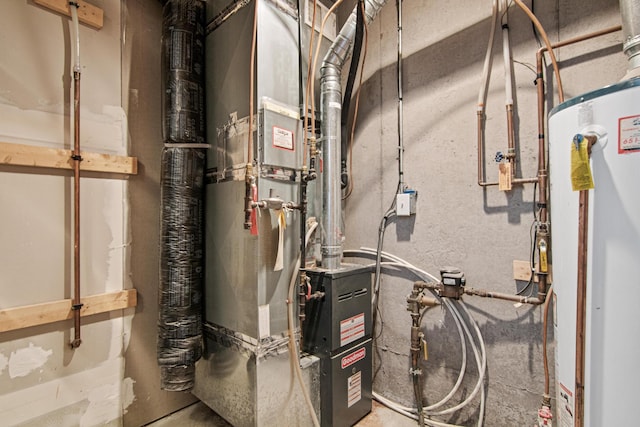 utility room with water heater