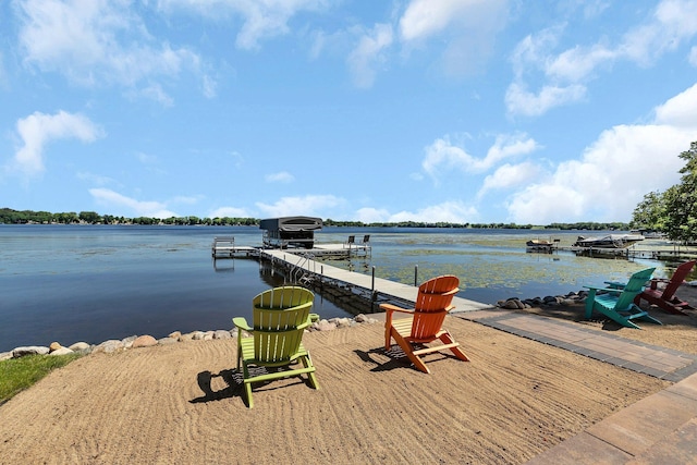 dock area featuring a water view
