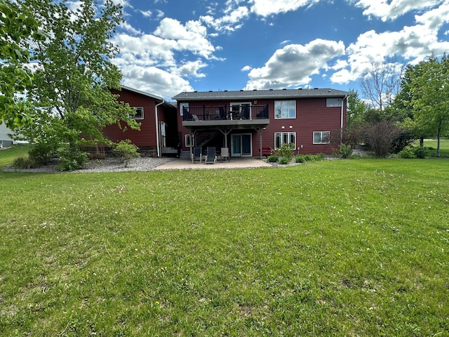 9808 Jenny Ln, Saint Wendel Twp, MN 56374 - rear view of house featuring a patio area, a deck, and a lawn