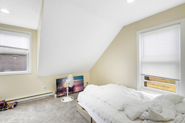 850 22nd Ave SE, Minneapolis, MN 55414 - carpeted bedroom featuring recessed lighting, vaulted ceiling, and multiple windows