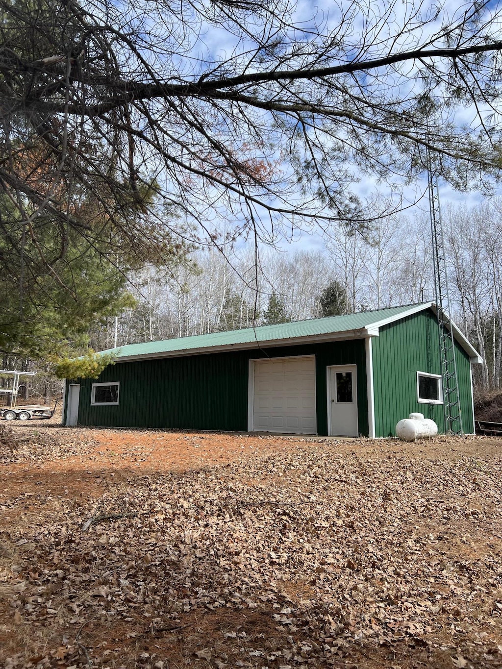view of detached garage