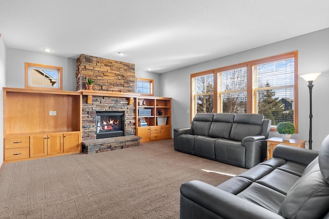 17639 Heidelberg Way, Lakeville, MN 55044 - living room with carpet, a fireplace, and recessed lighting