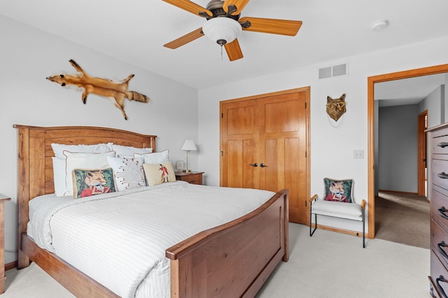 17639 Heidelberg Way, Lakeville, MN 55044 - bedroom featuring light carpet, a ceiling fan, and a closet