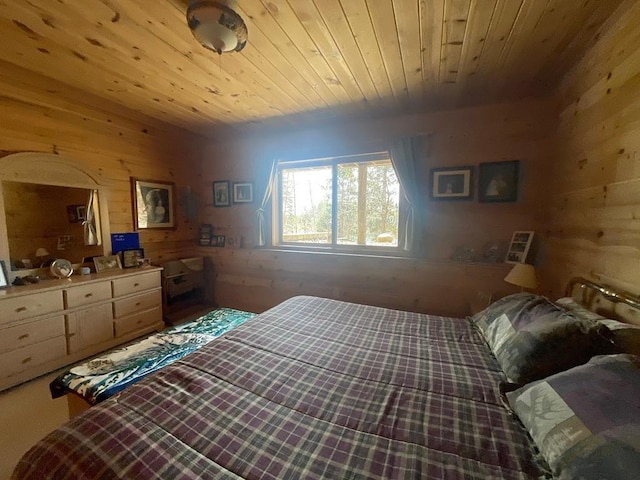 17999 Ivy Dr, Park Rapids, MN 56470 - bedroom featuring wood walls and wood ceiling