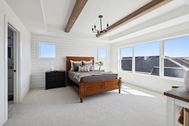 4240 Inland Ln N, Plymouth, MN 55446 - bedroom with wooden walls, carpet, and beam ceiling