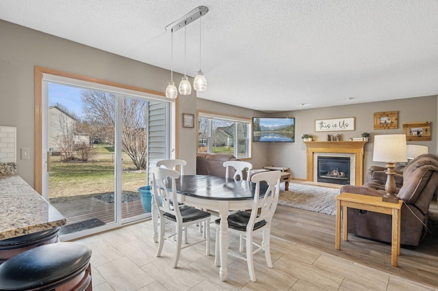 104 Birch Ave NW, Saint Michael, MN 55376 - dining space featuring a textured ceiling and a glass covered fireplace