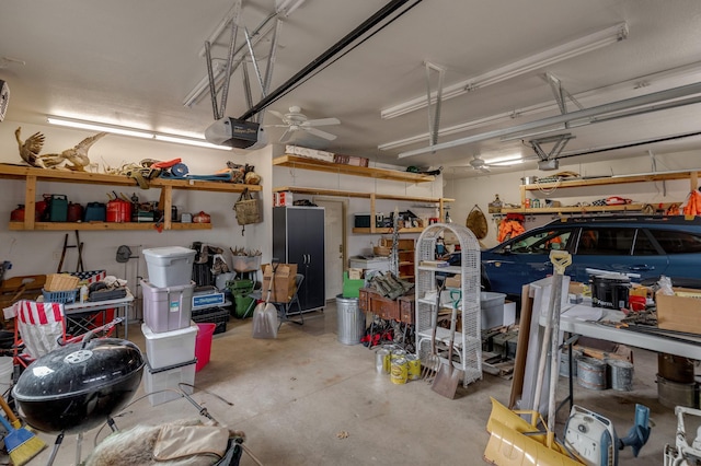 7621 Winter Trl, Breezy Point, MN 56472 - garage with a garage door opener and ceiling fan