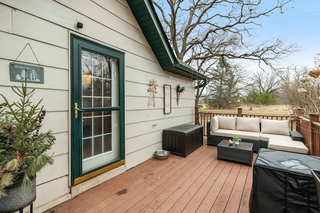 2908 River Rd, Saint Croix Falls, WI 54024 - wooden terrace with an outdoor living space