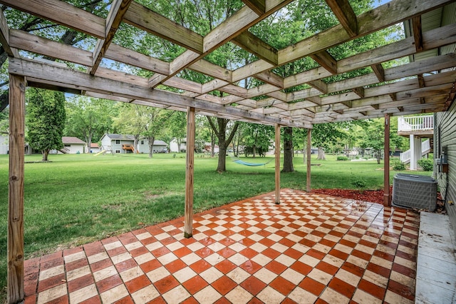 11560 Red Fox Dr, Maple Grove, MN 55369 - view of patio / terrace with central AC unit and a pergola