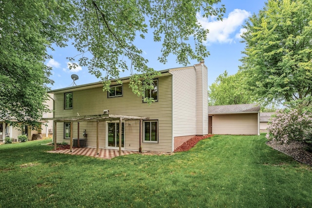 11560 Red Fox Dr, Maple Grove, MN 55369 - back of house with a yard, a patio, and a chimney