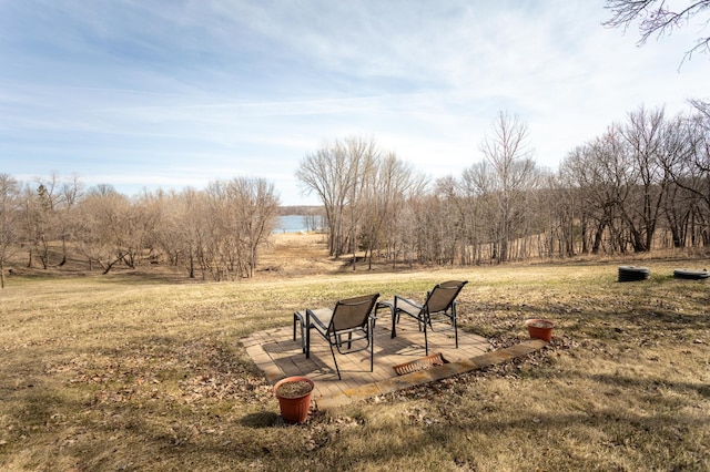 view of yard with a water view