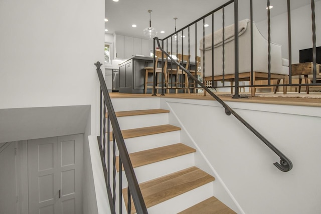 stairs with recessed lighting