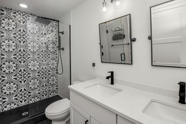5750 Thomas Cir S, Minneapolis, MN 55410 - full bathroom with toilet, a tile shower, and double vanity