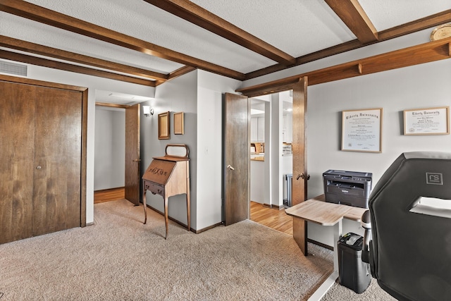 6085 Lincoln Dr Unit 122, Edina, MN 55436 - office space with baseboards, visible vents, beam ceiling, and light carpet