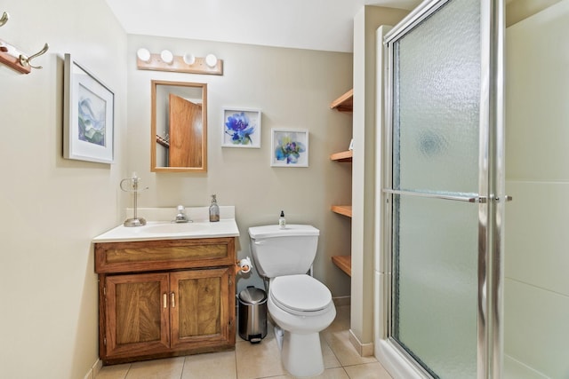 4545 Terraceview Ln N, Plymouth, MN 55446 - bathroom with tile patterned floors, an enclosed shower, vanity, and toilet