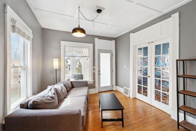 2943 Taylor St NE, Minneapolis, MN 55418 - living room with french doors, wood-type flooring, and a healthy amount of sunlight