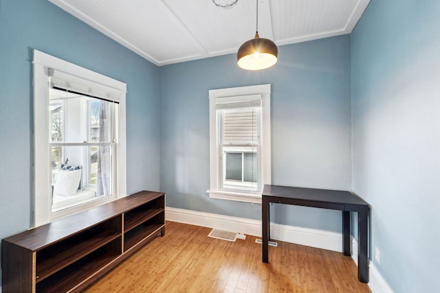 2943 Taylor St NE, Minneapolis, MN 55418 - doorway to outside with baseboards, visible vents, and hardwood / wood-style floors