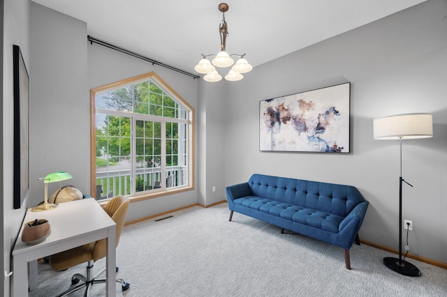 4032 Hollyhock Cir N, Brooklyn Park, MN 55443 - office featuring carpet and a chandelier
