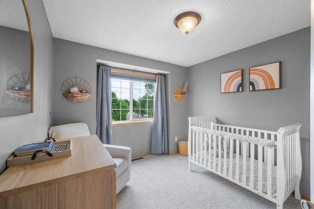 4032 Hollyhock Cir N, Brooklyn Park, MN 55443 - bedroom featuring carpet, a crib, and a textured ceiling