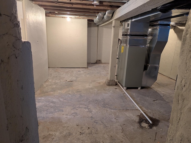 view of unfinished basement