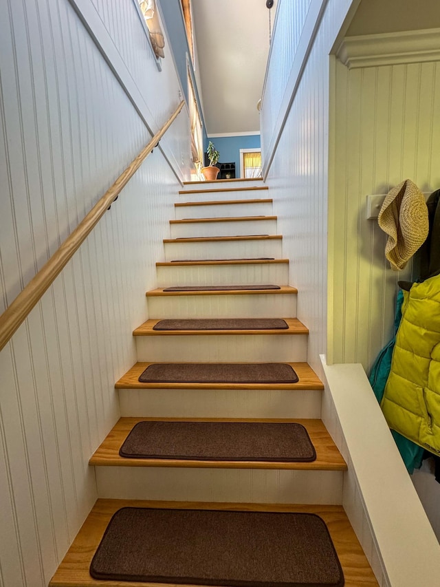 17783 Lookout Tower Rd NE, Hines, MN 56647 - stairs with wood finished floors and ornamental molding
