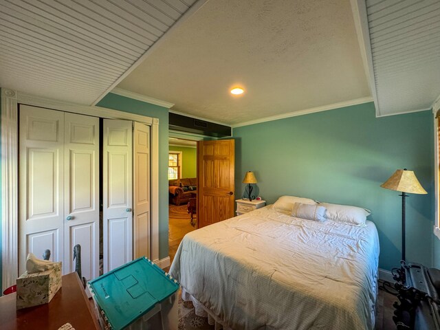 17783 Lookout Tower Rd NE, Hines, MN 56647 - bedroom featuring a closet and crown molding