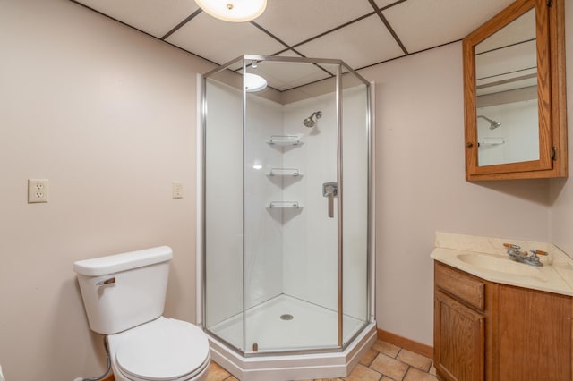 1122 Andrew Dr NE, Lake Andrew Twp, MN 56273 - bathroom featuring toilet, vanity, and a stall shower