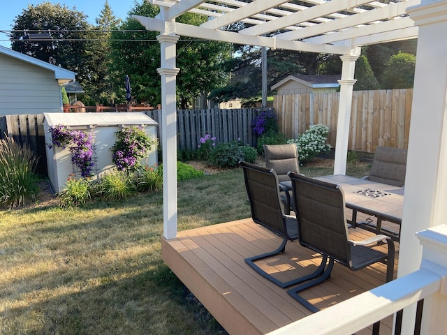 deck featuring a pergola